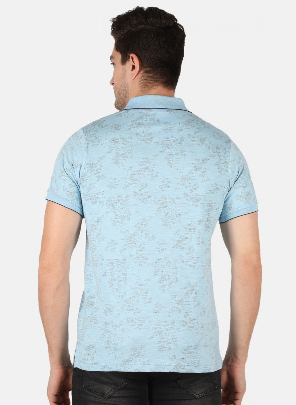 Men Sky Blue Printed T-Shirt