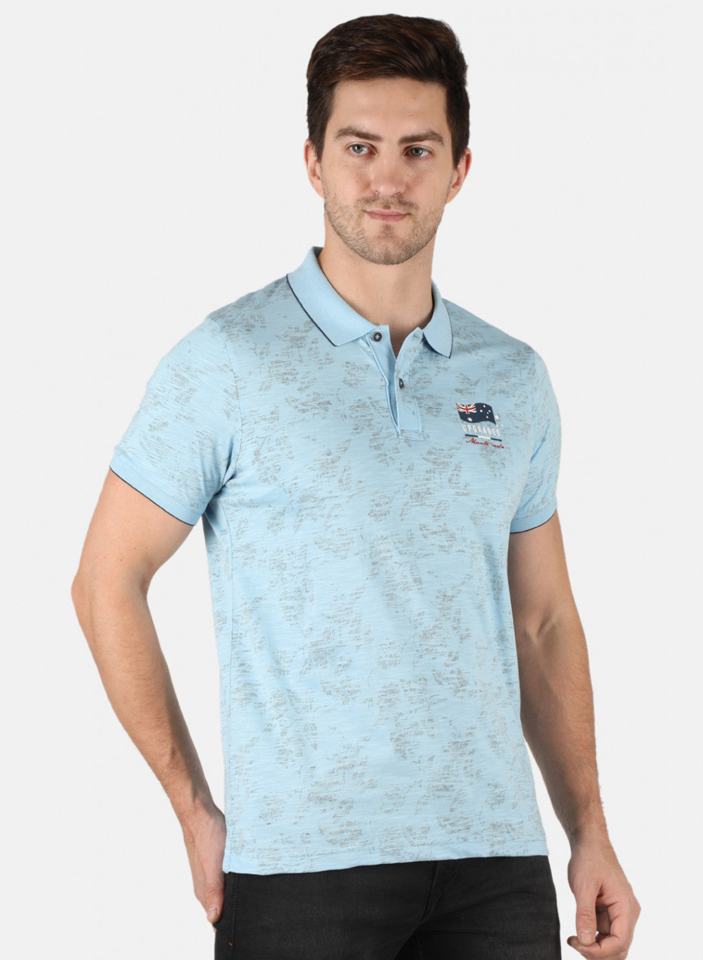 Men Sky Blue Printed T-Shirt