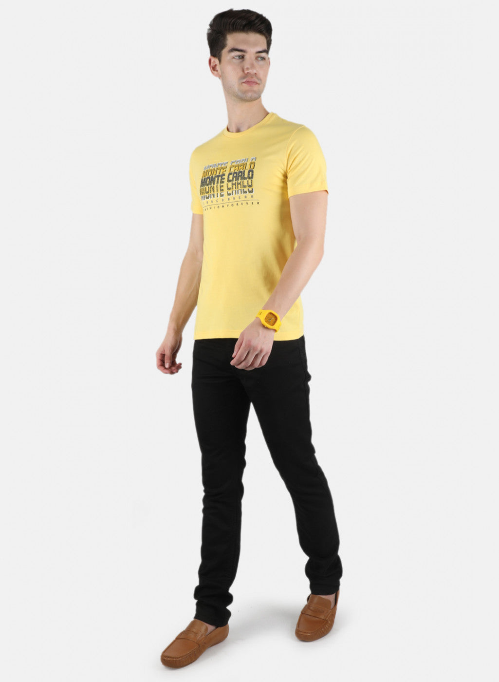 Men Yellow Printed T-Shirt