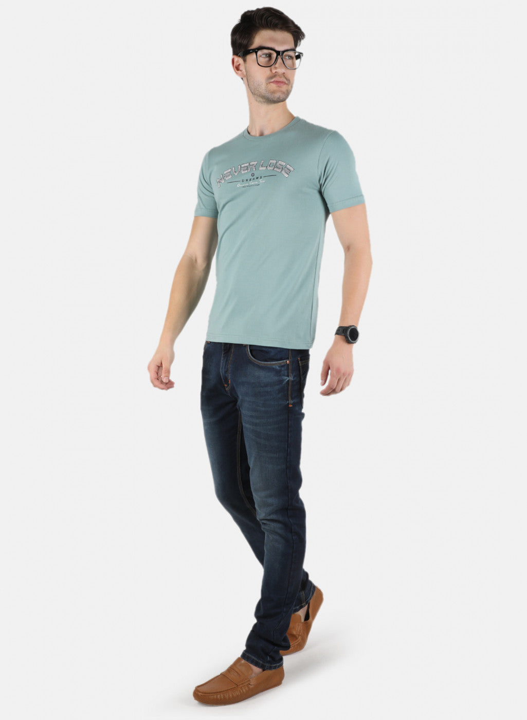 Men Green Printed T-Shirt