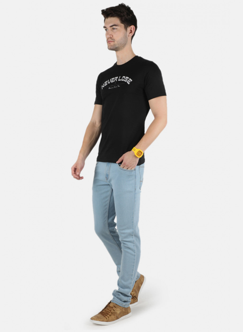 Men Black Printed T-Shirt