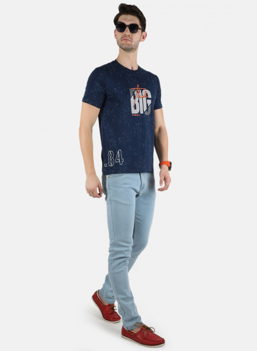 Men Blue Printed T-Shirt