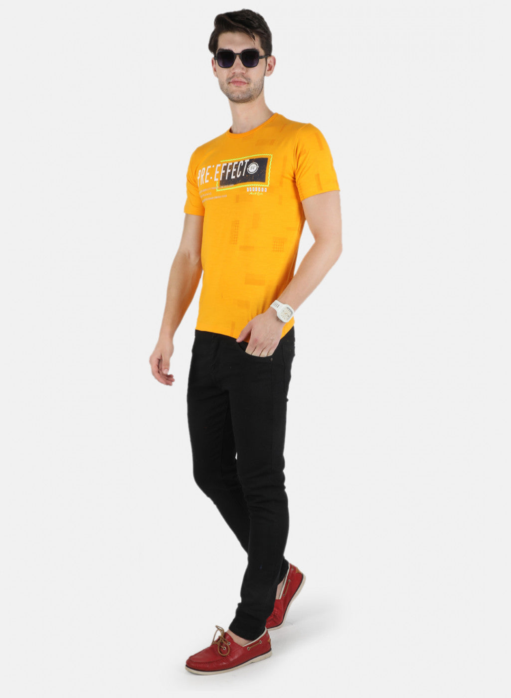 Men Yellow Printed T-Shirt