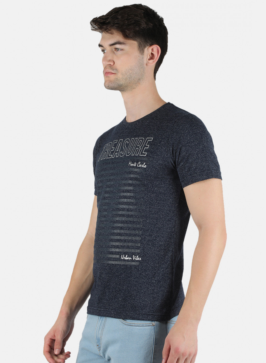 Men Blue Printed T-Shirt