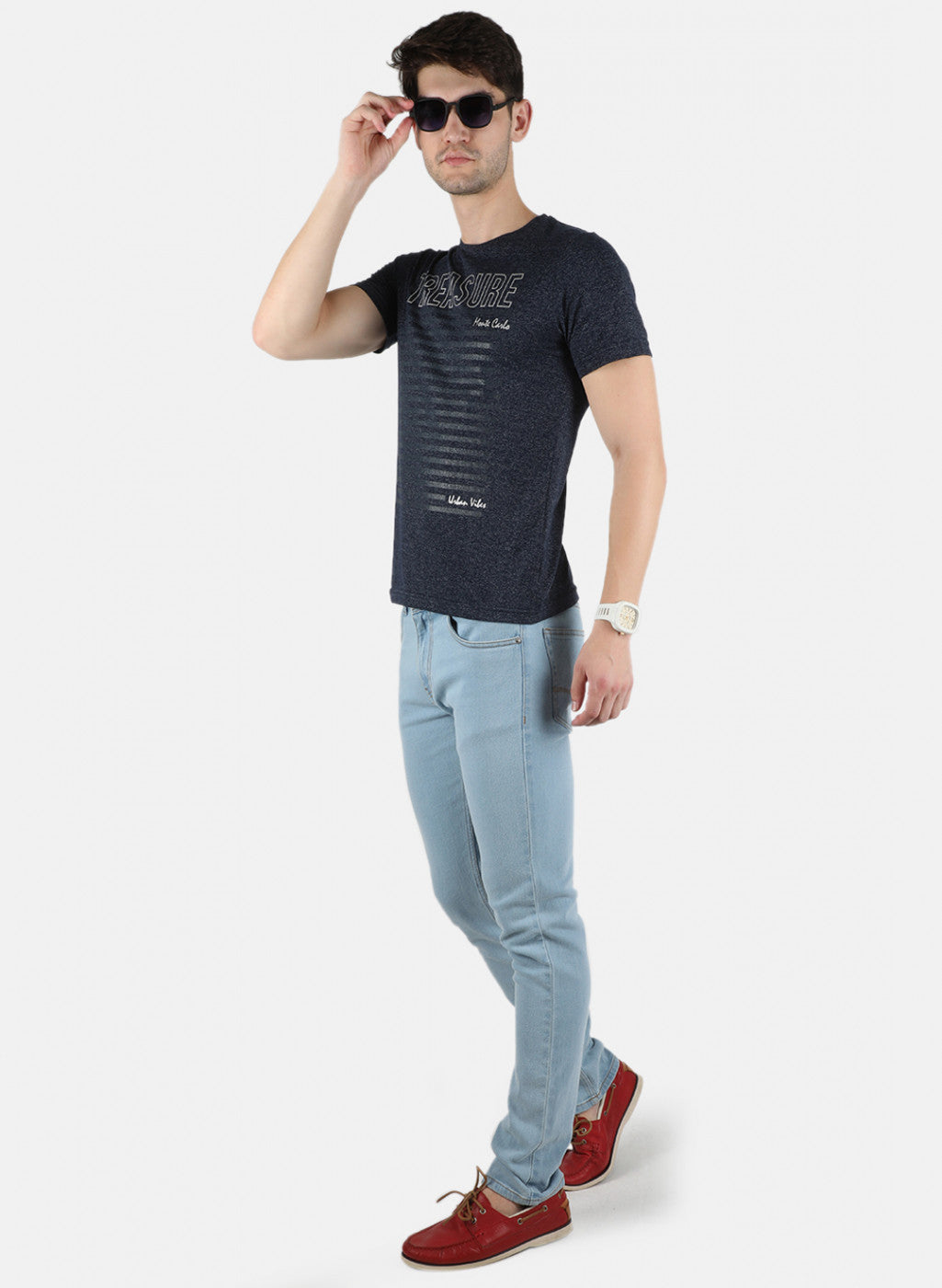 Men Blue Printed T-Shirt