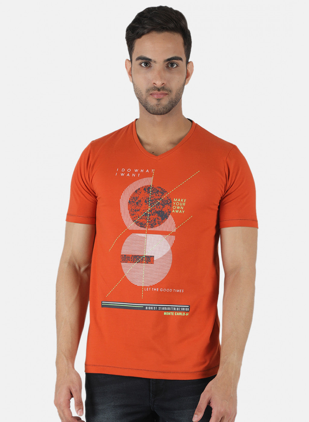 Men Orange Printed T-Shirt