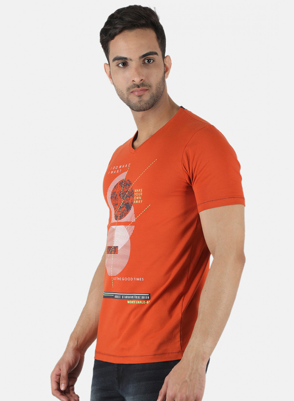 Men Orange Printed T-Shirt