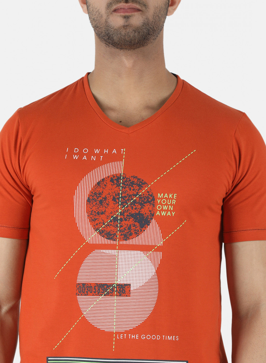 Men Orange Printed T-Shirt