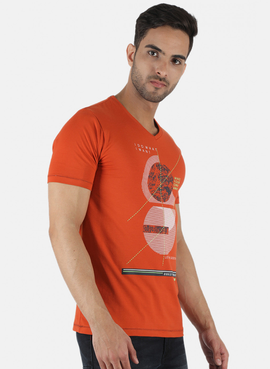 Men Orange Printed T-Shirt