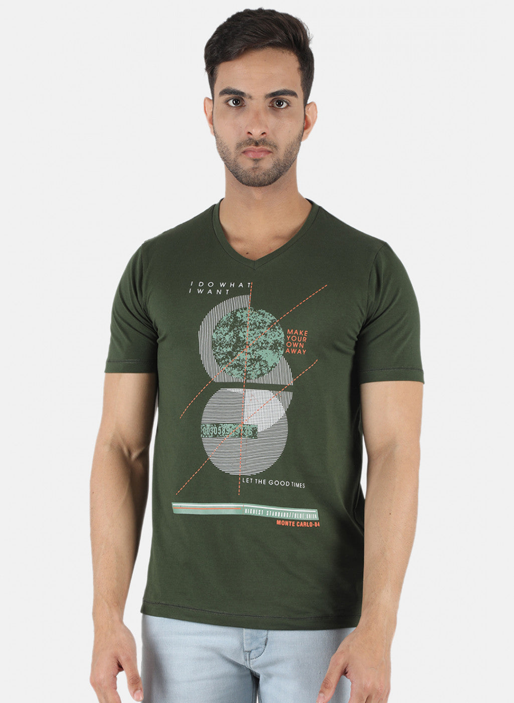 Men Green Printed T-Shirt