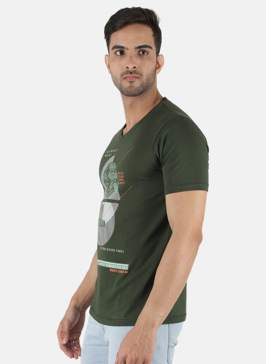 Men Green Printed T-Shirt