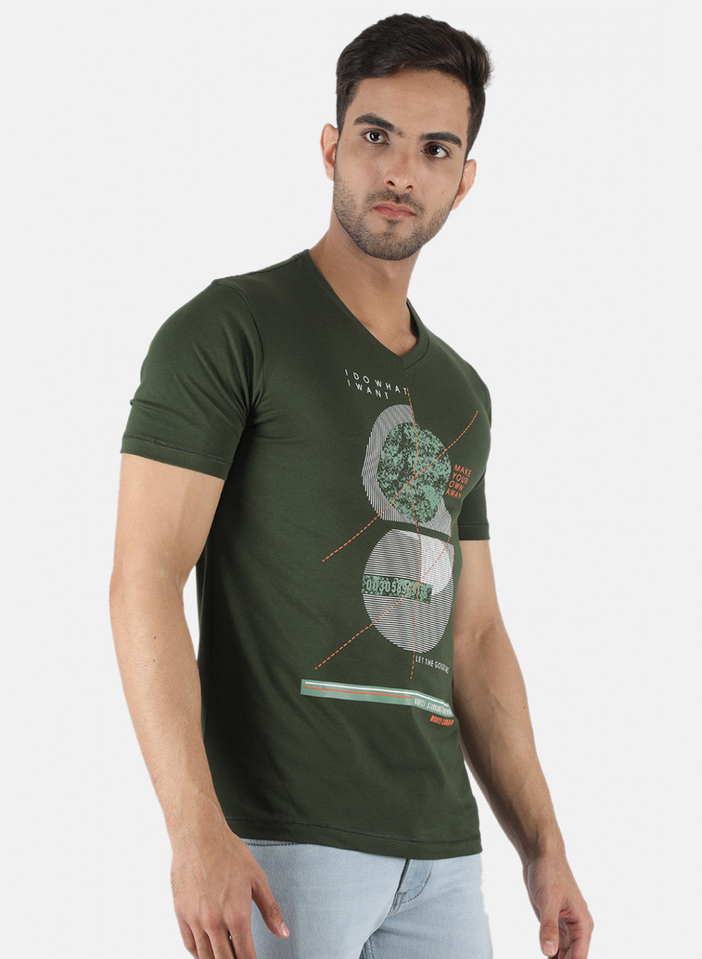 Men Green Printed T-Shirt