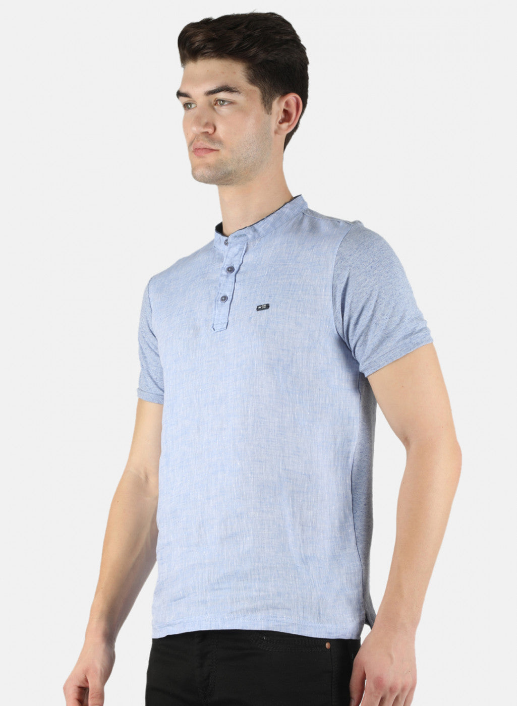 Men Blue Plain T-Shirt