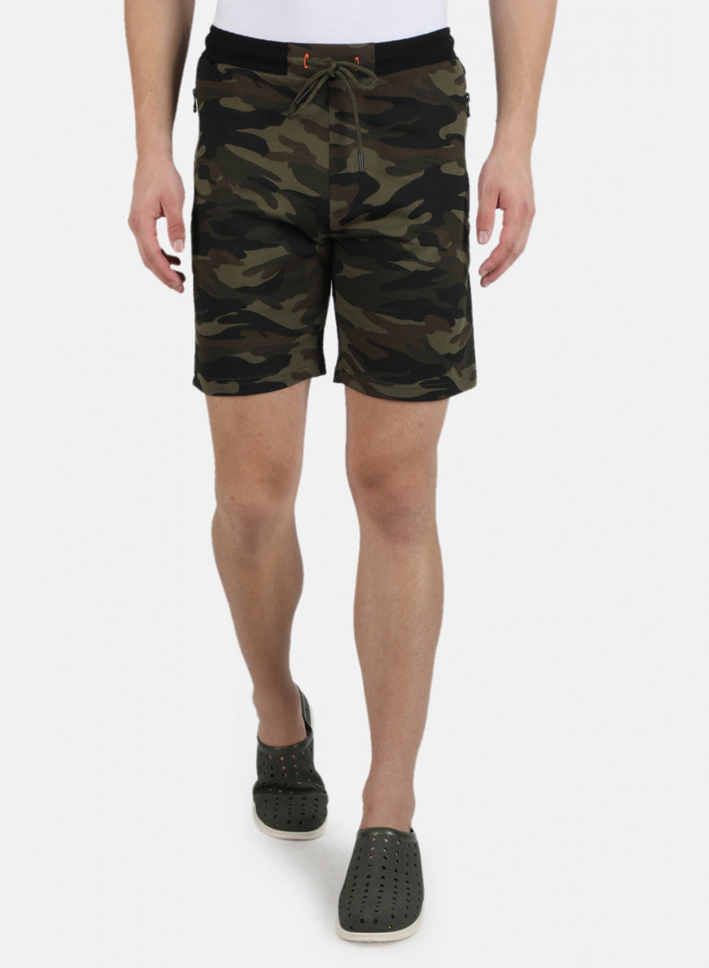 Men Olive Printed Bermuda