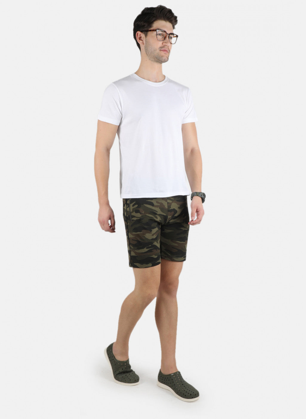 Men Olive Printed Bermuda