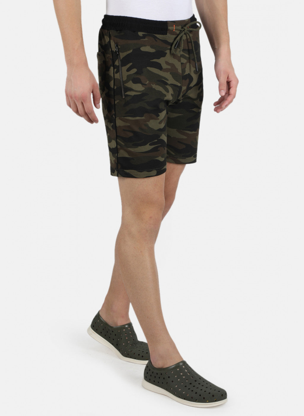 Men Olive Printed Bermuda