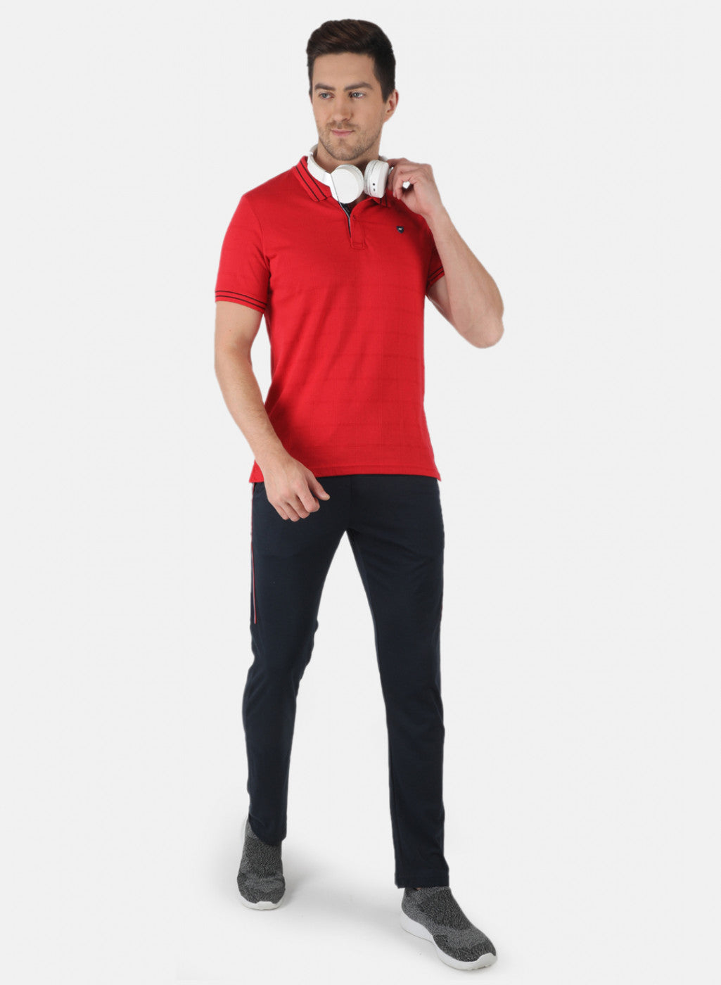 Men Red Plain Lower Set