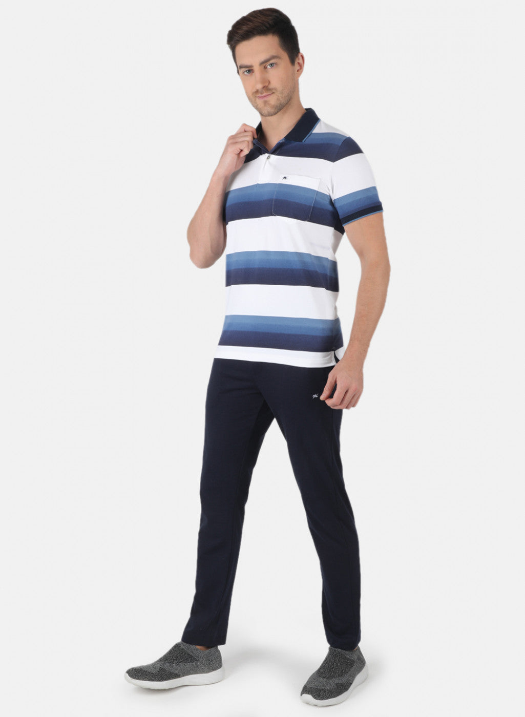 Men Blue Stripe Lower Set