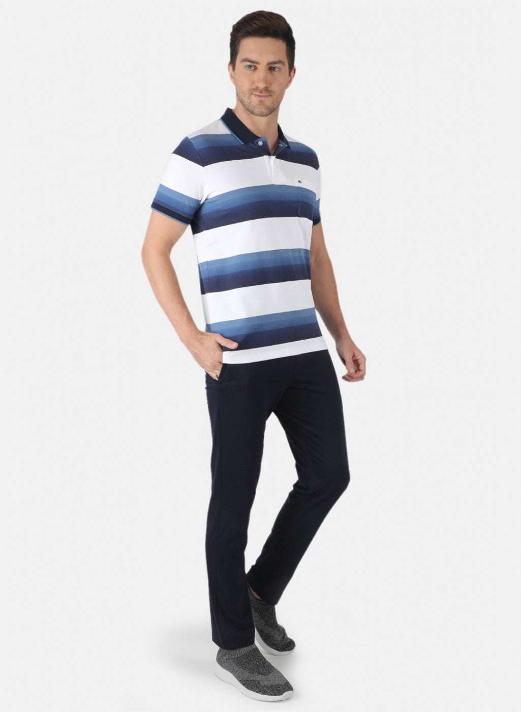 Men Blue Stripe Lower Set