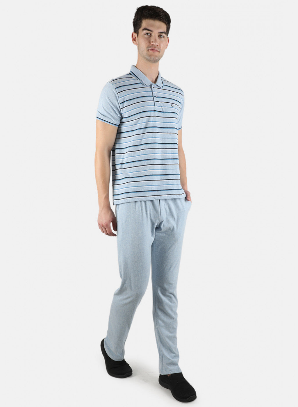 Men Sky Blue Stripe Lower Set