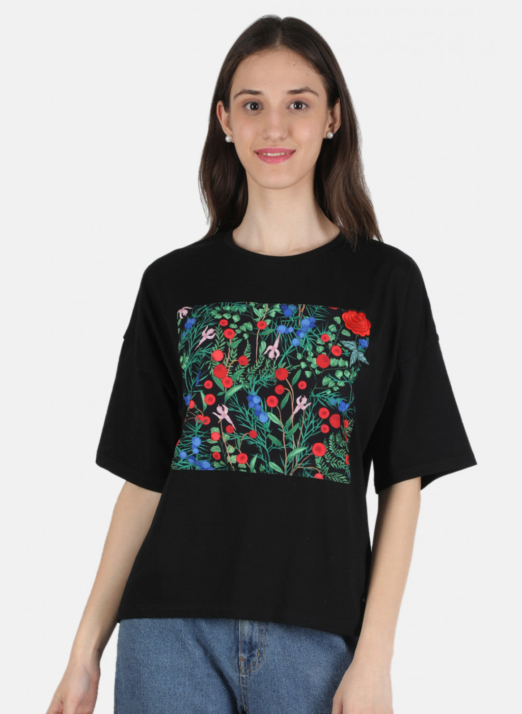 Women Black Printed Top