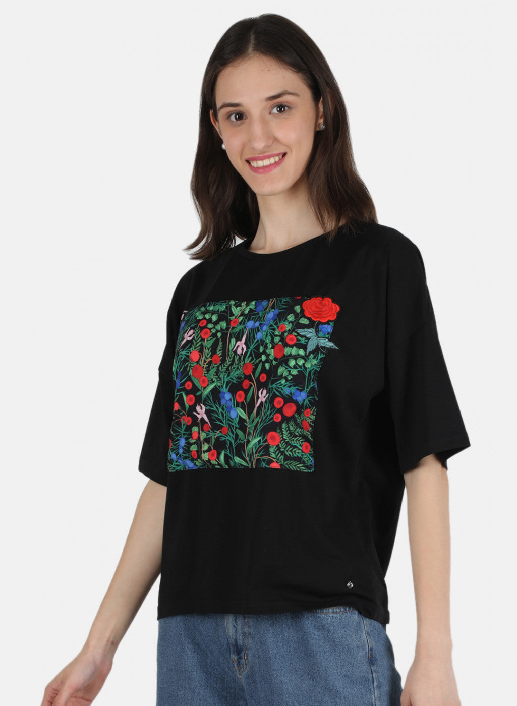 Women Black Printed Top