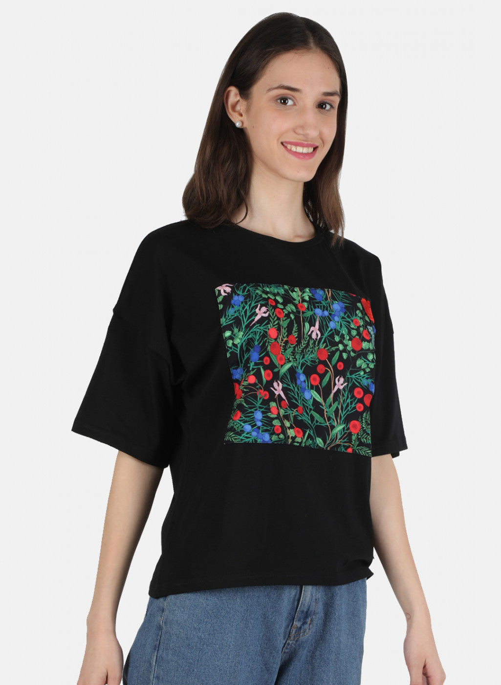 Women Black Printed Top