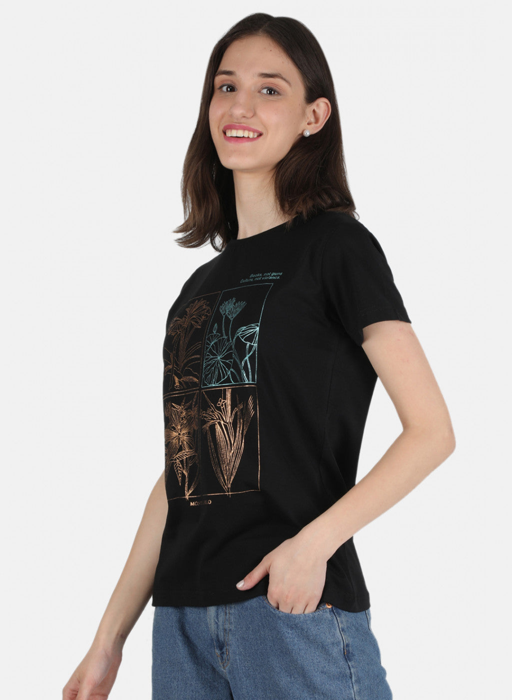 Women Black Printed Top