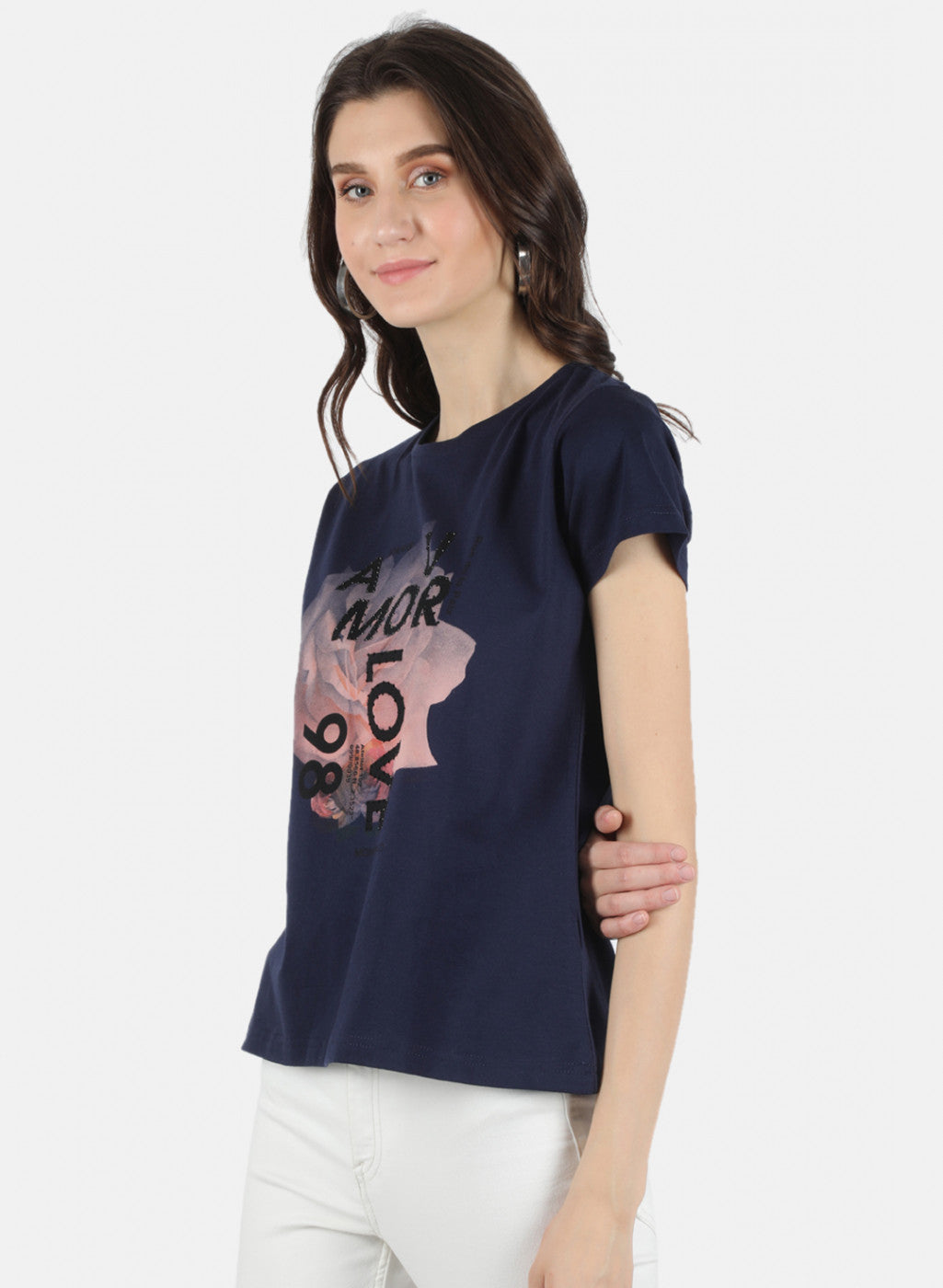 Women Navy Blue Printed Top