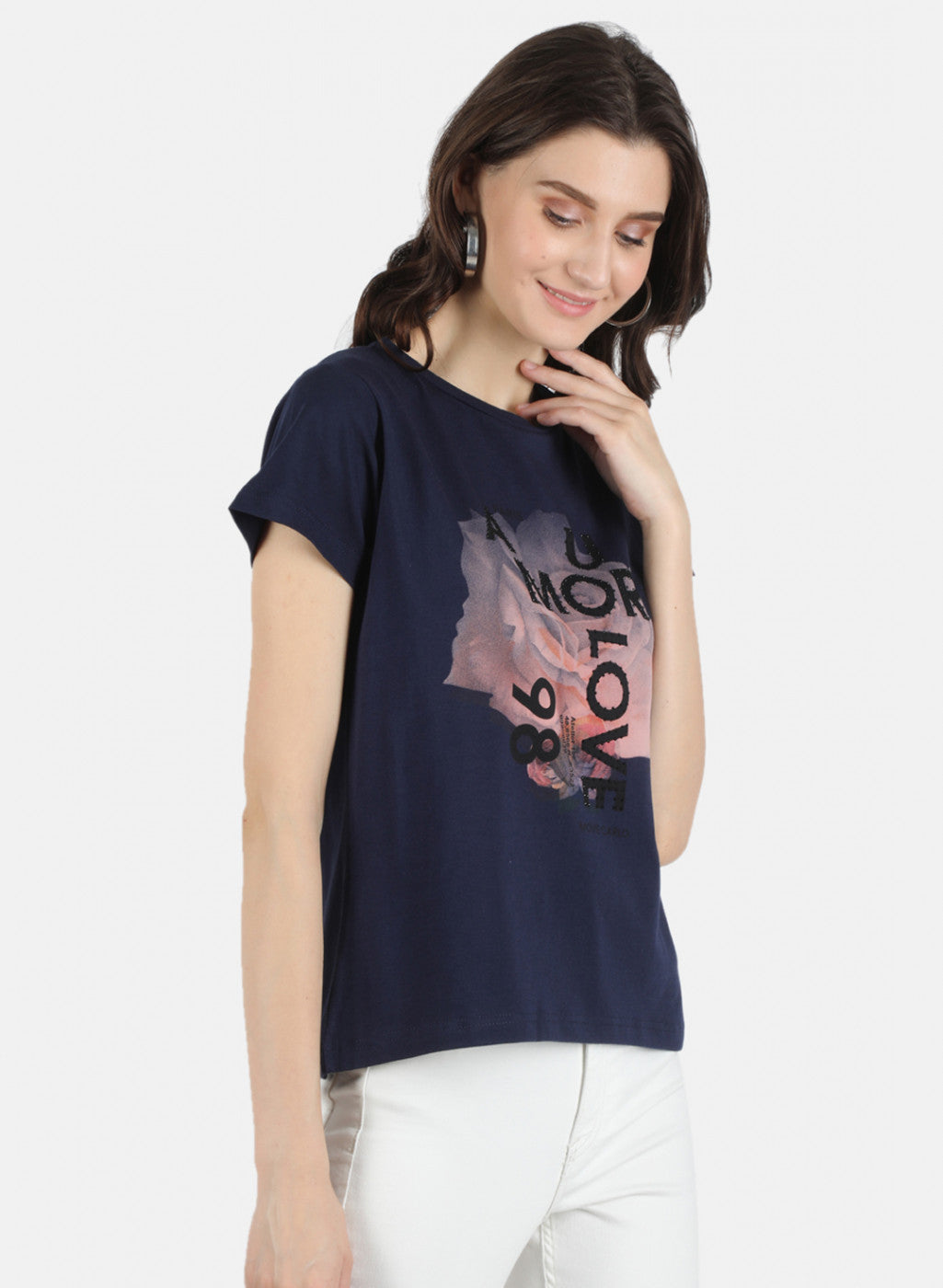 Women Navy Blue Printed Top