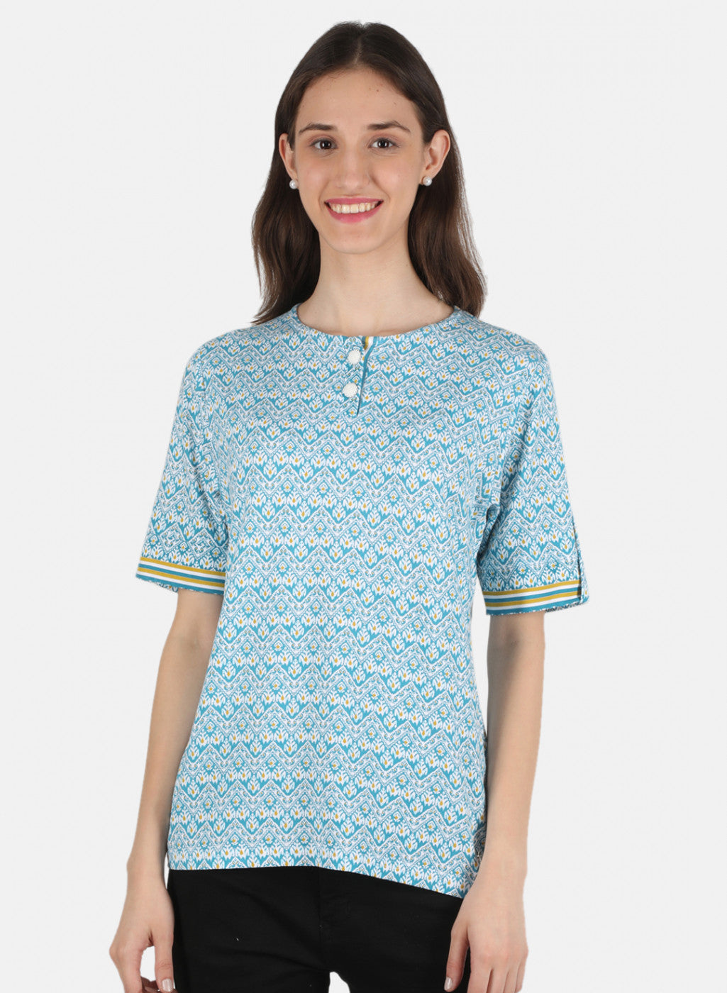 Women Blue Printed Top