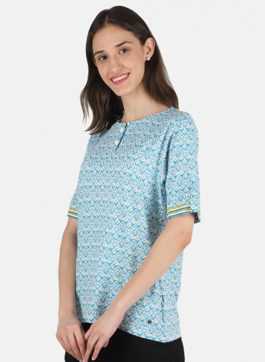 Women Blue Printed Top