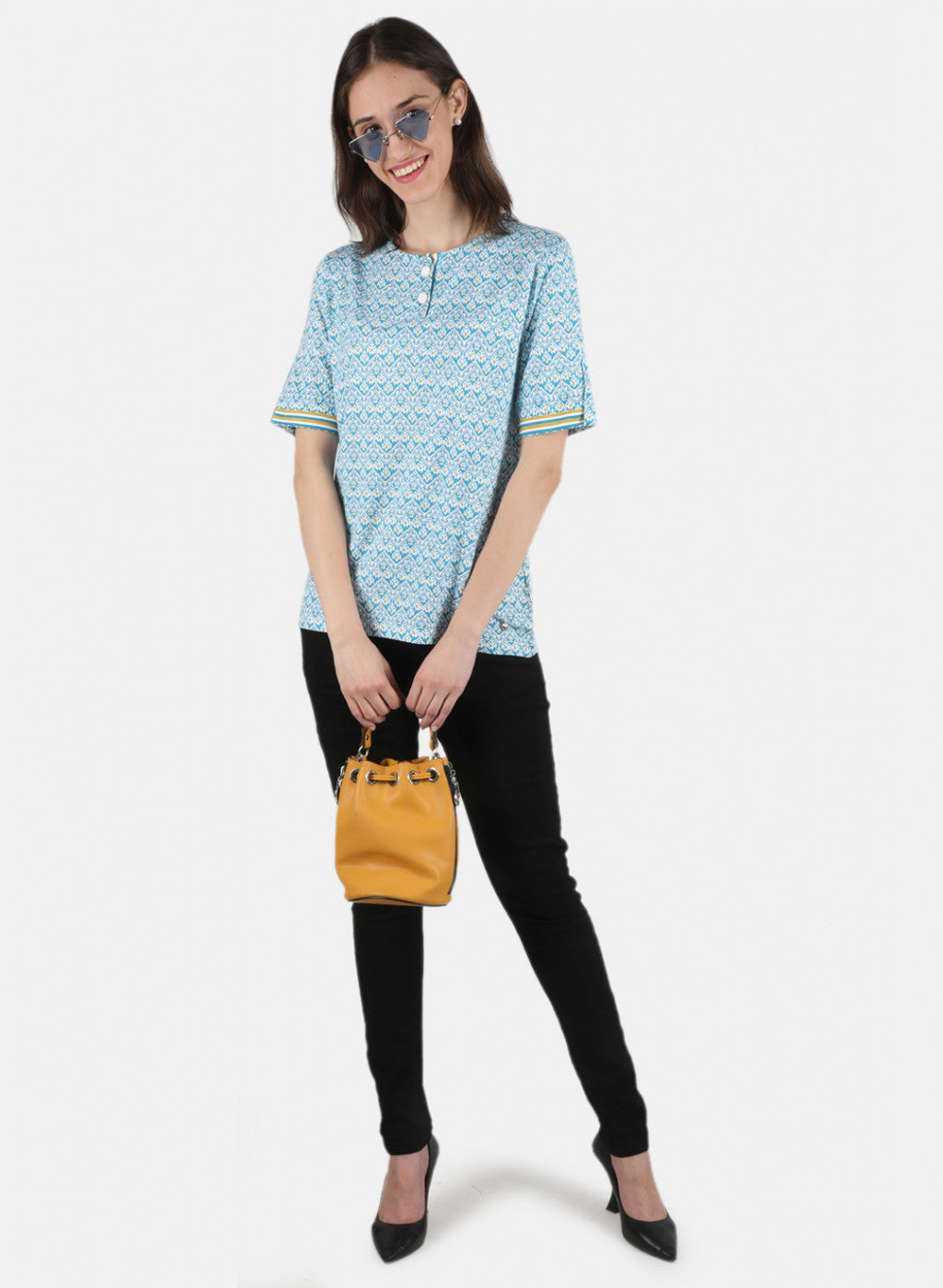 Women Blue Printed Top