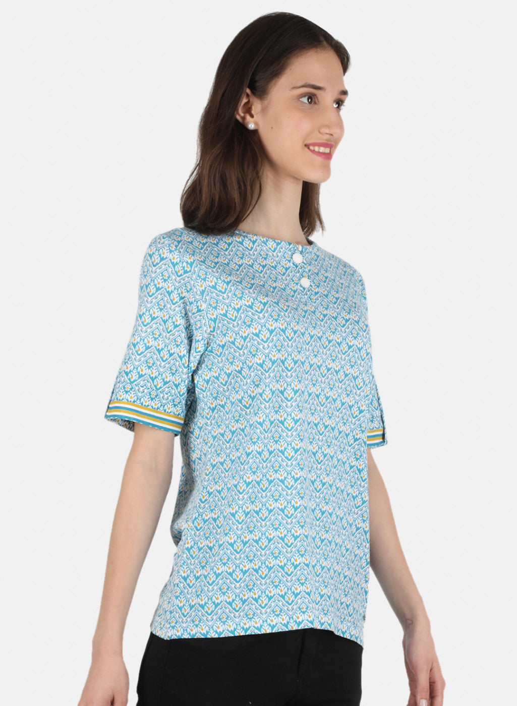 Women Blue Printed Top