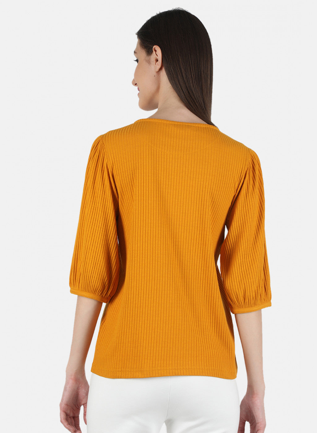 Women Mustard Plain Top