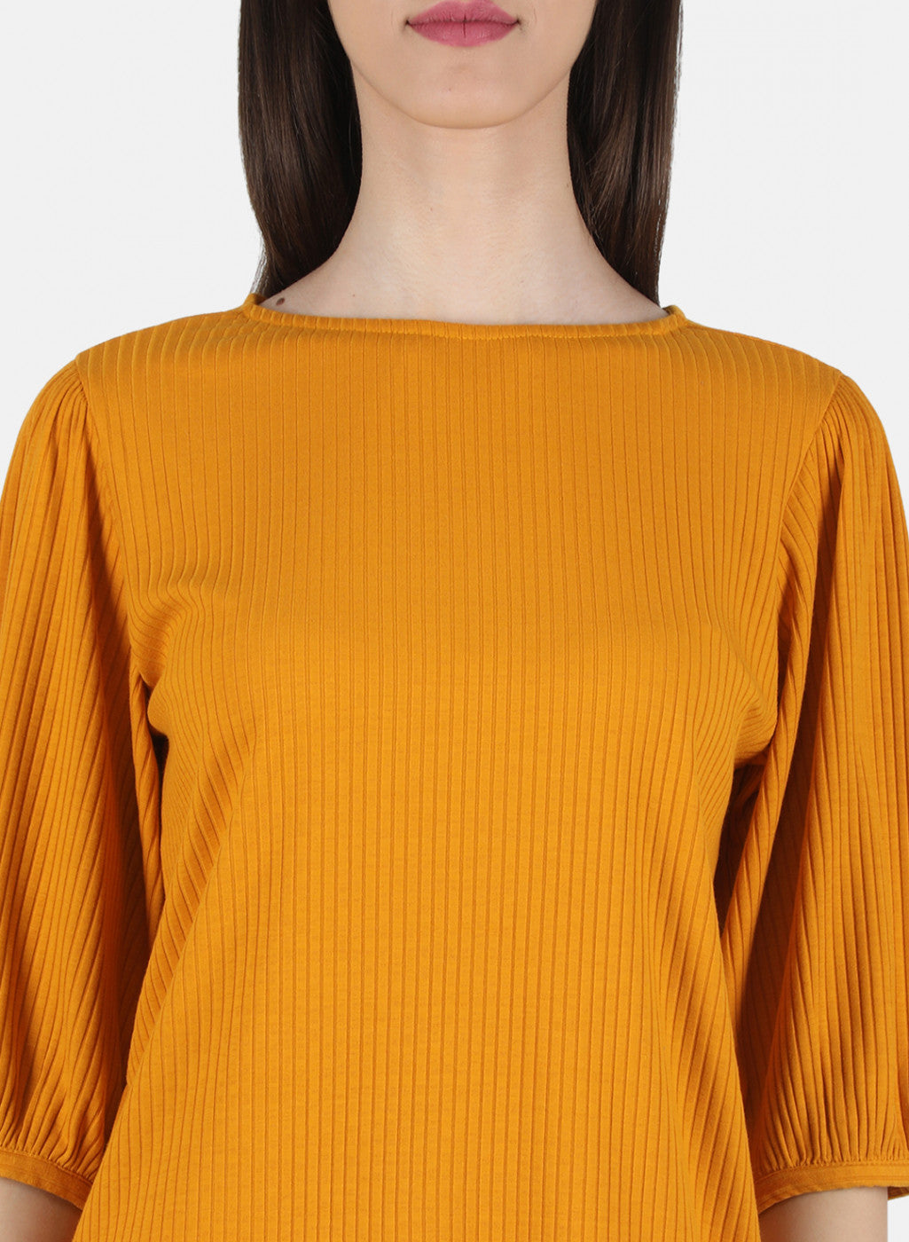 Women Mustard Plain Top