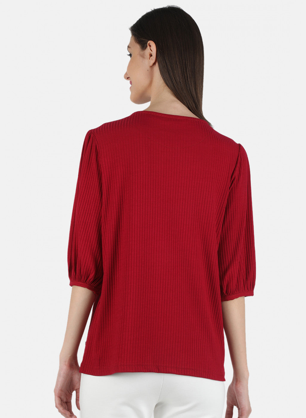 Women Red Plain Top