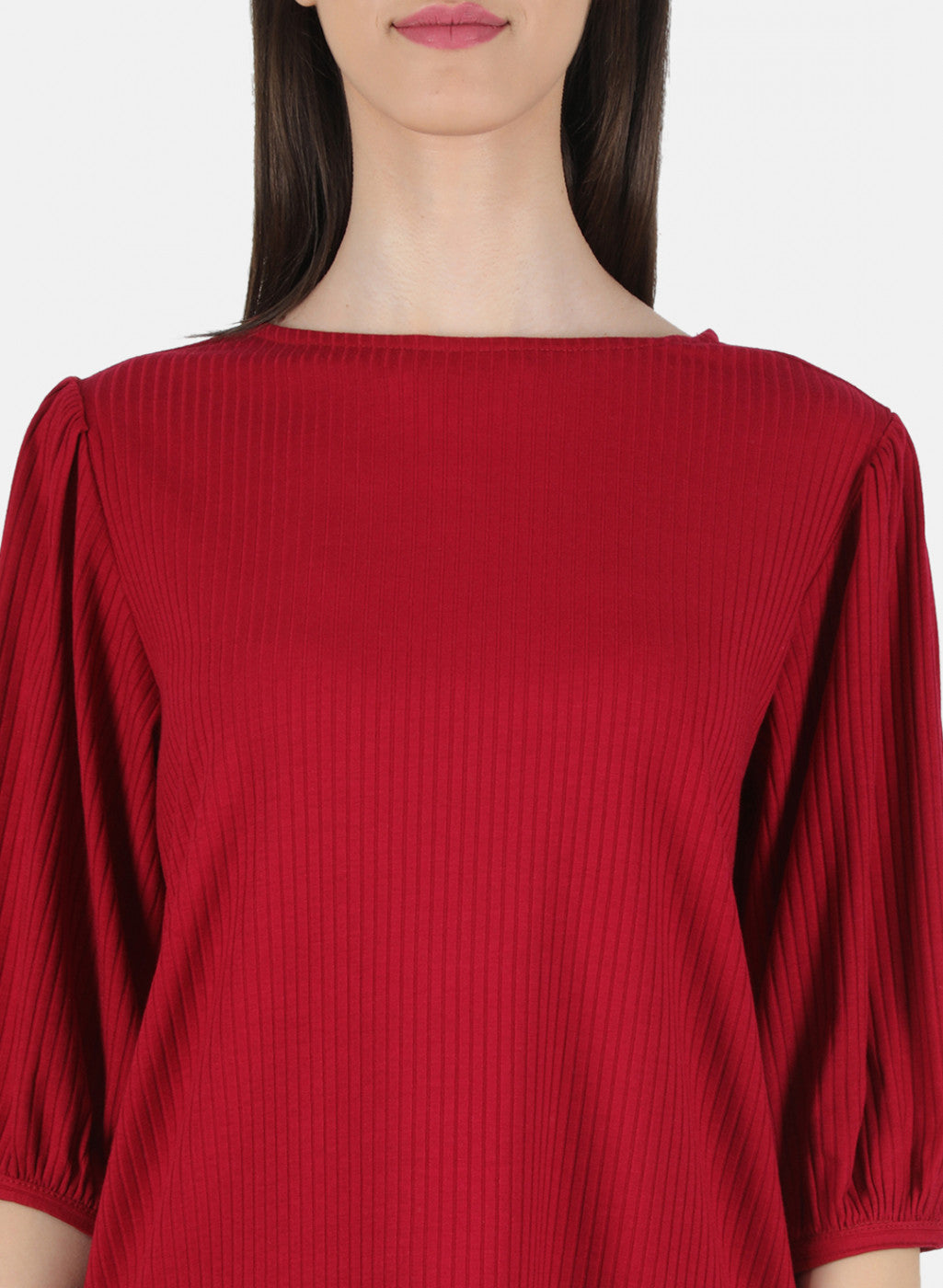 Women Red Plain Top