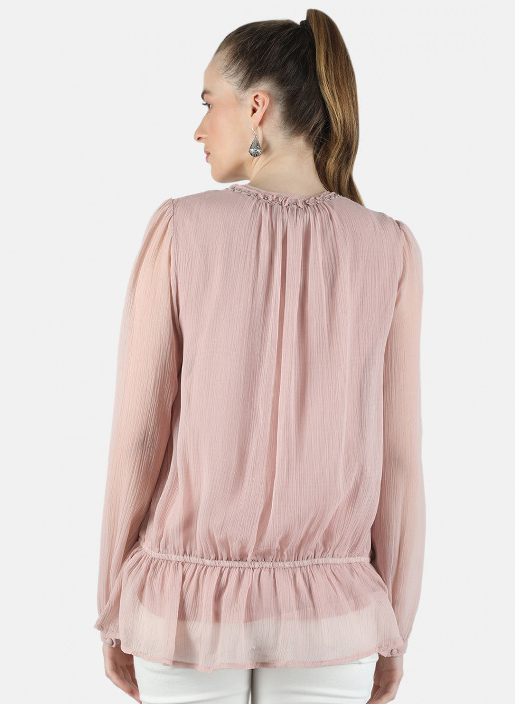 Women Peach Plain Top