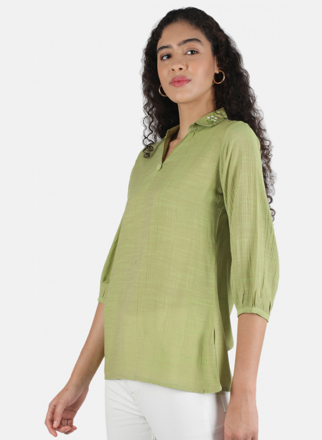 Women Green Plain Top