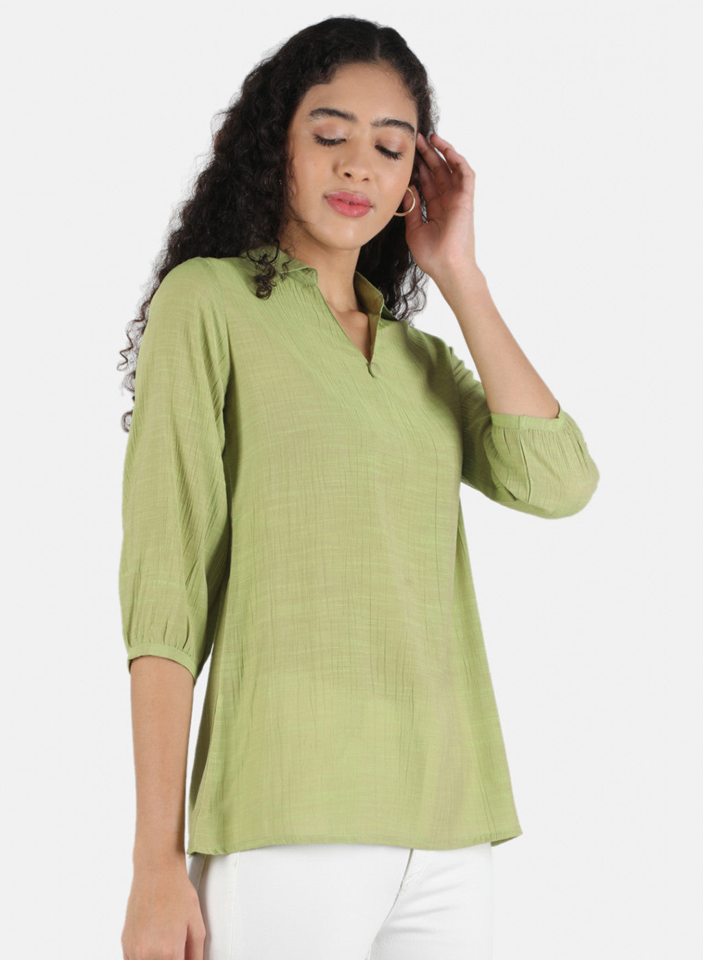 Women Green Plain Top