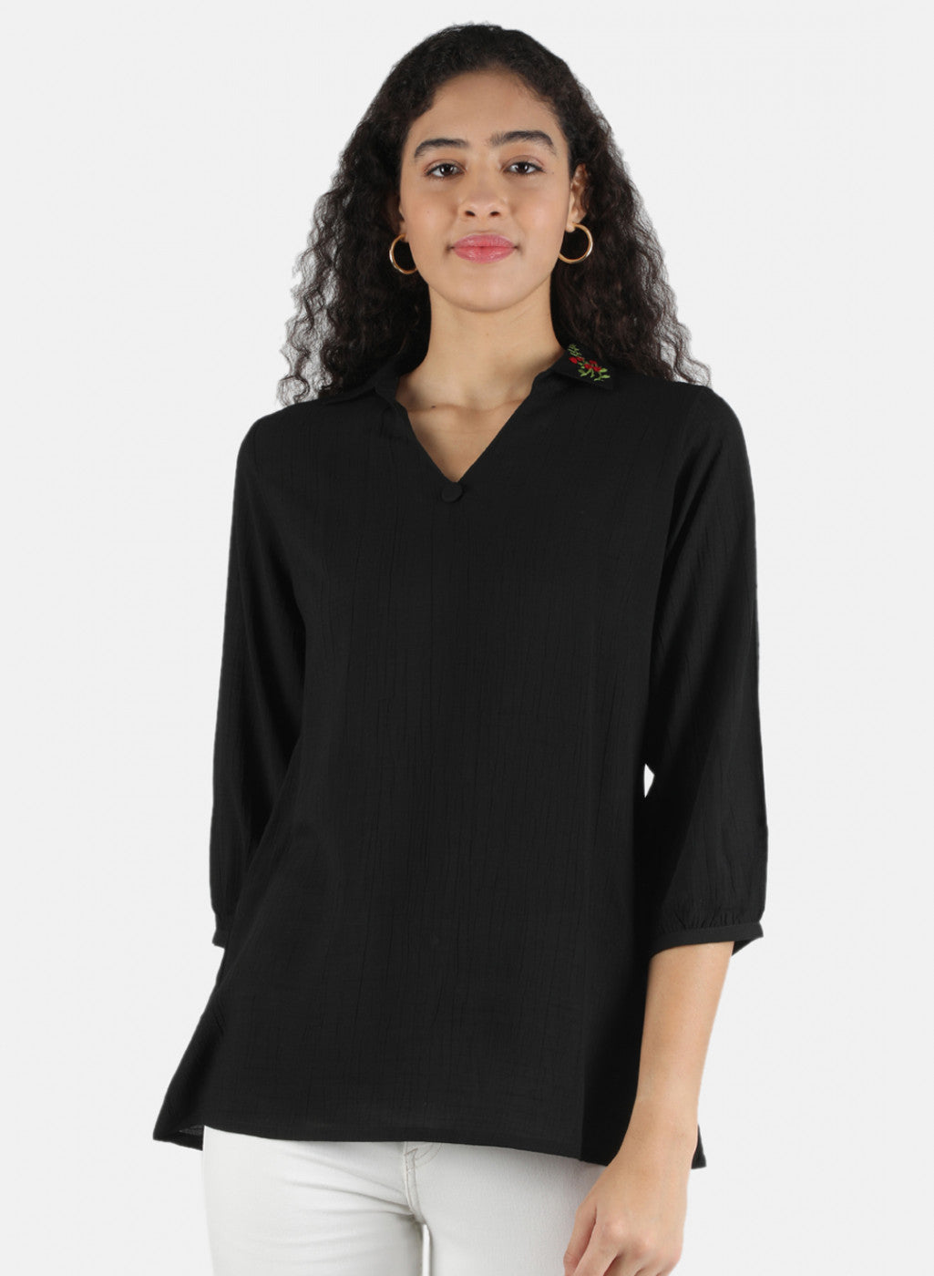 Women Black Plain Top