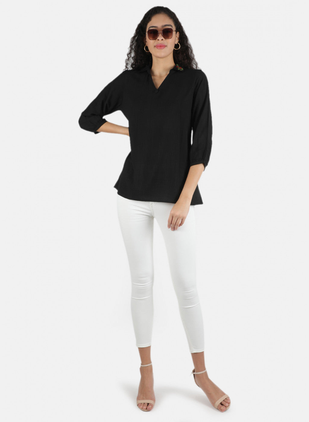 Women Black Plain Top