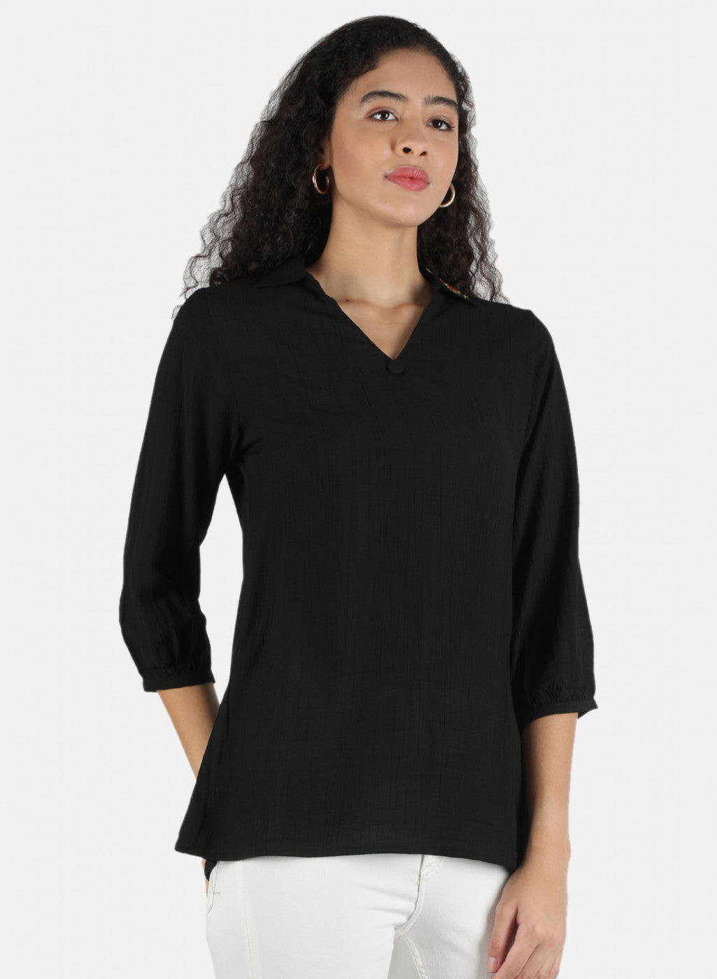 Women Black Plain Top