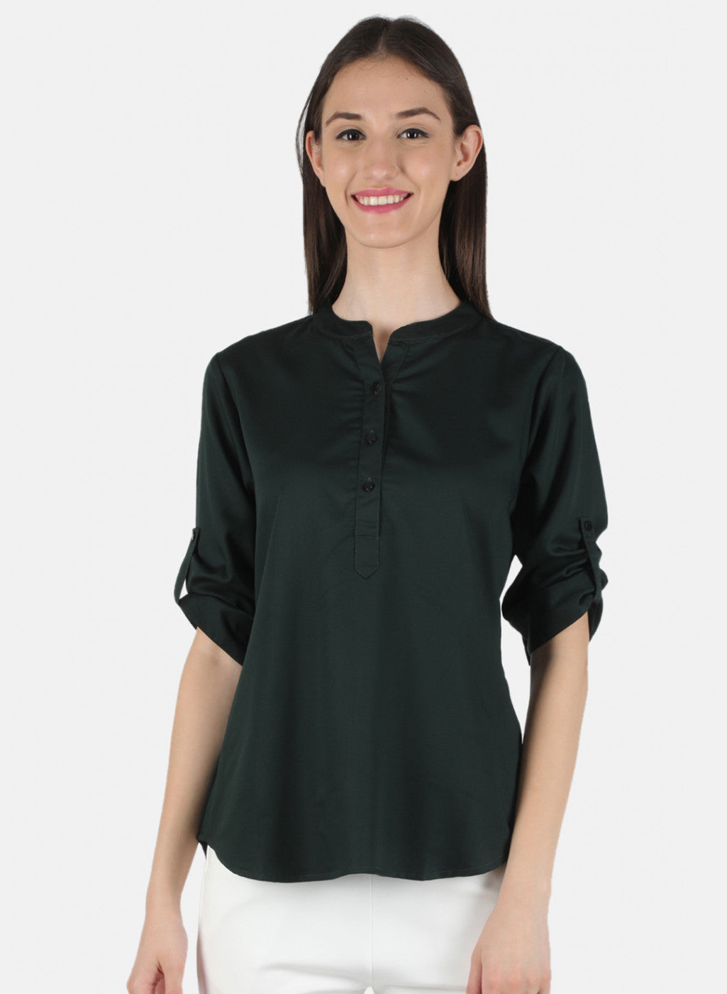 Women Green Plain Top