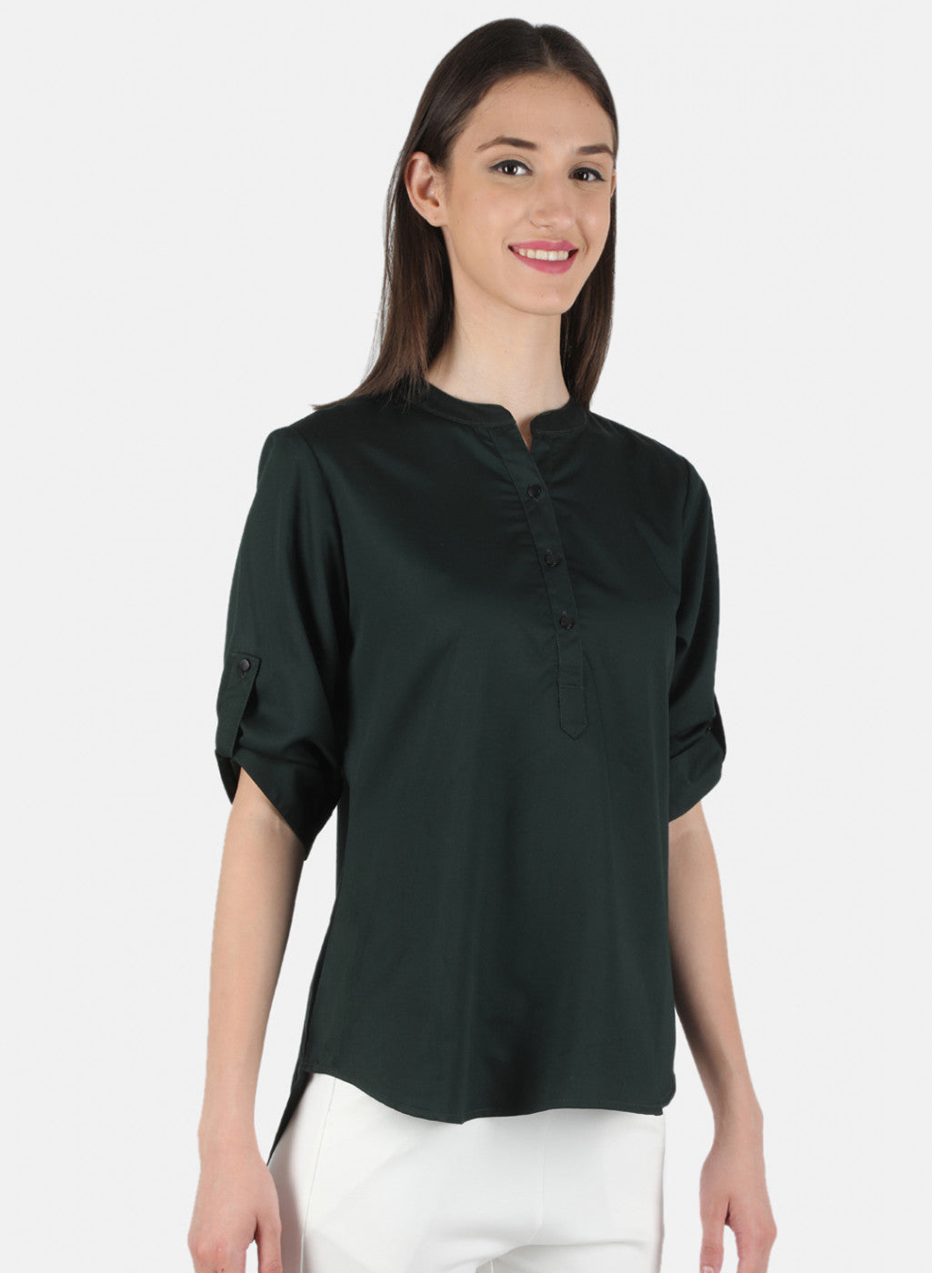 Women Green Plain Top