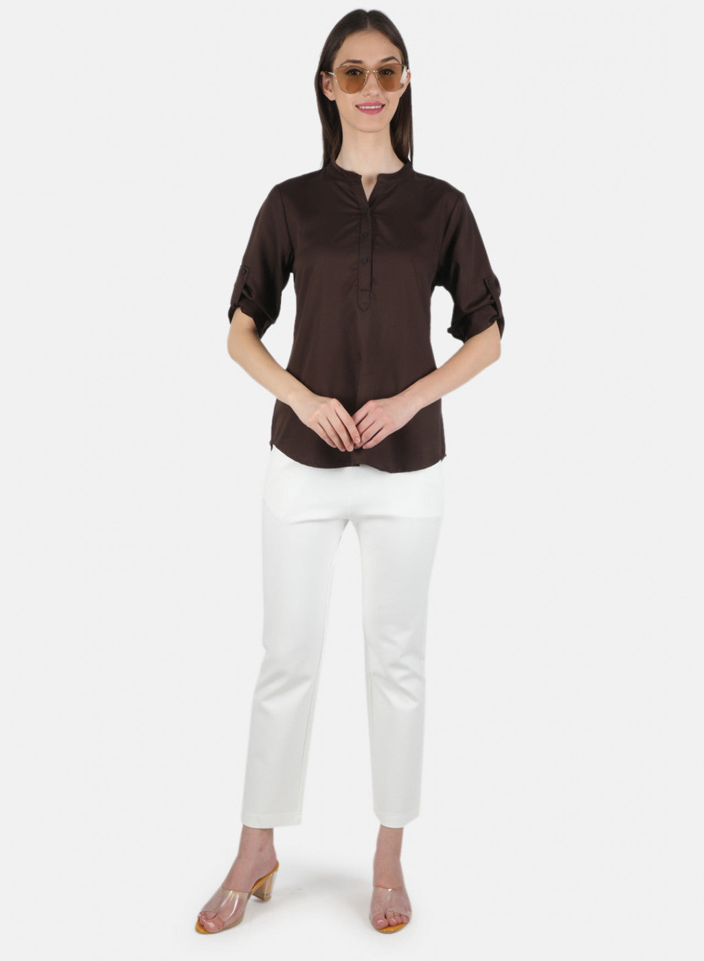 Women Brown Plain Top