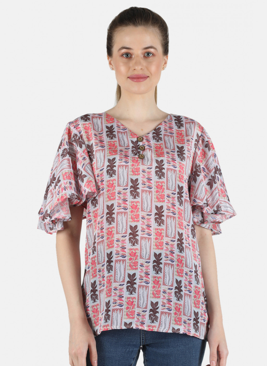 Women Peach Printed Top