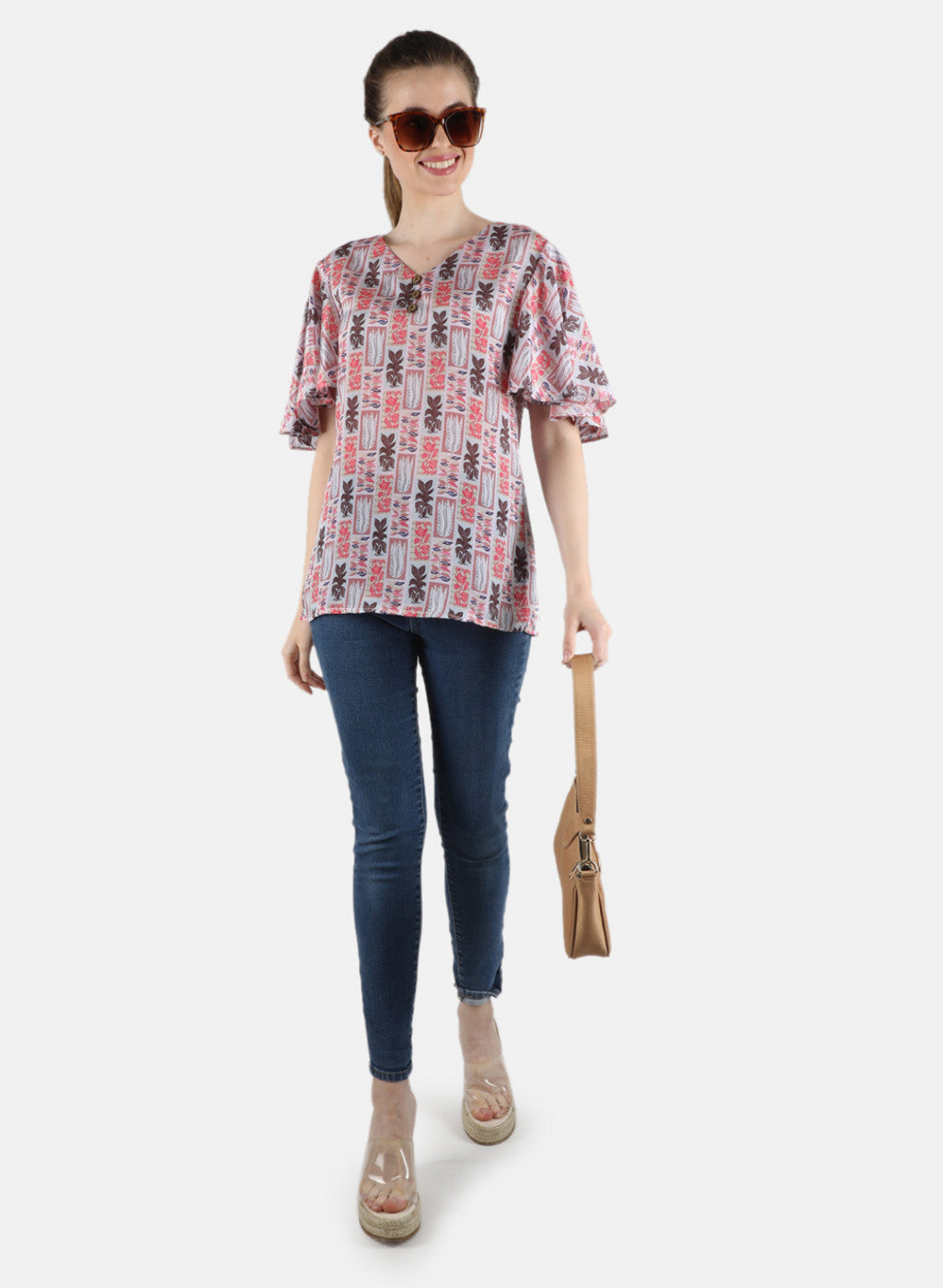 Women Peach Printed Top