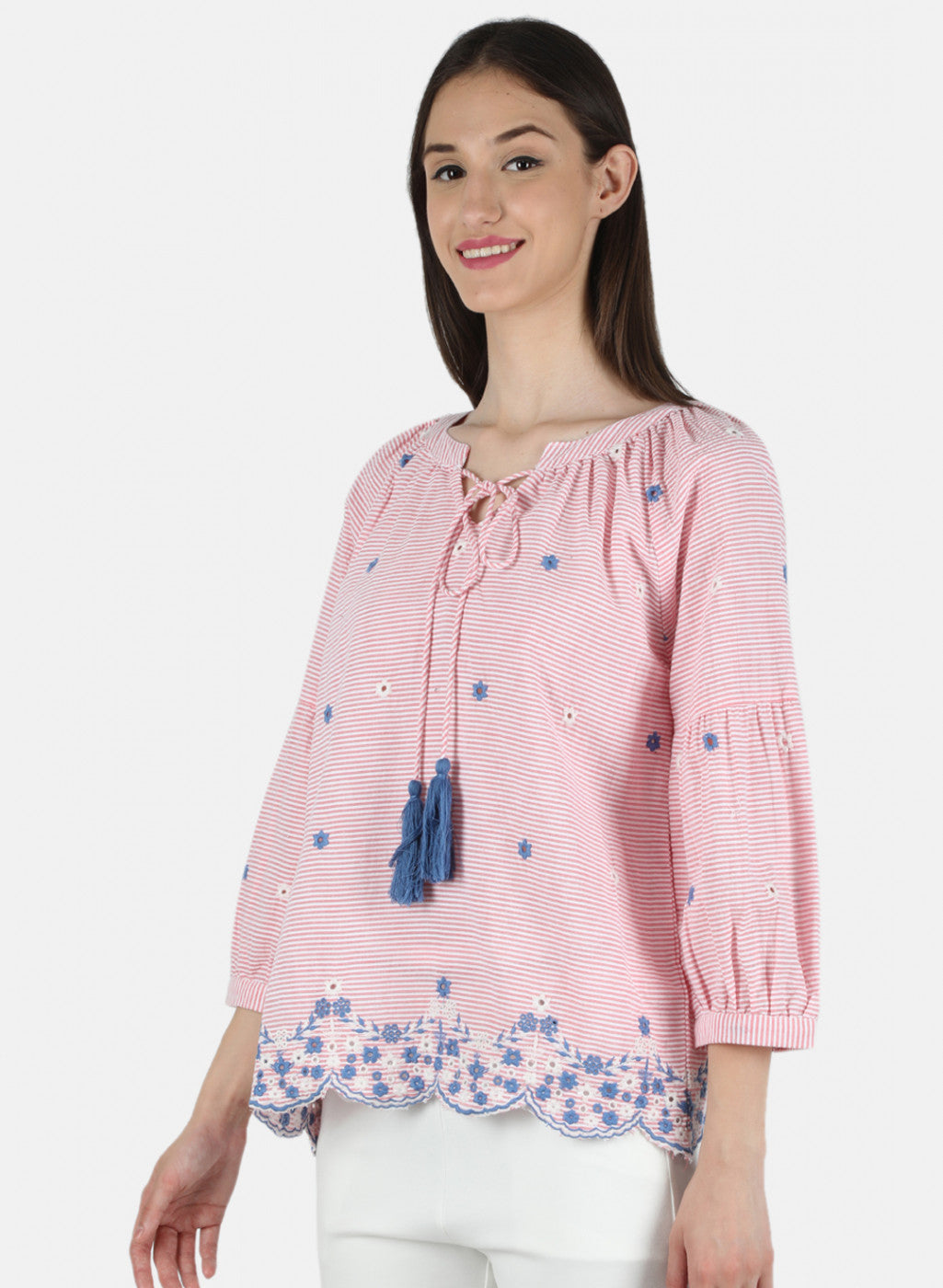 Women Pink Stripe Top